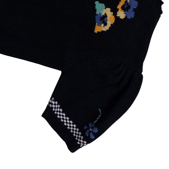 Vintage Susan Bristol Floral Checker Knit Cardigan Sweater S 90s Short Sleeve - Picture 4 of 6